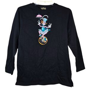Bob Mackie Sz S Embroidered Whimsical Clown Front Back Black Sweatshirt NWOT